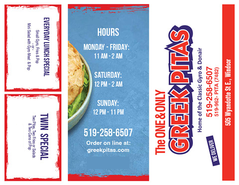 Greek Pitas Menu