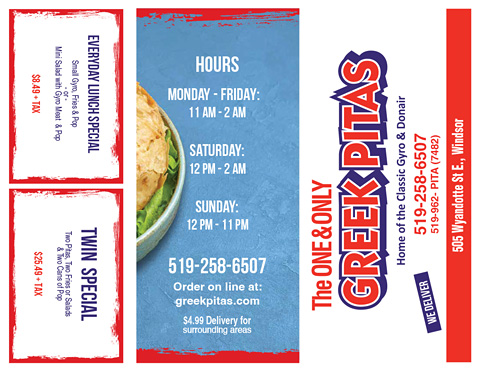 Greek Pitas Menu